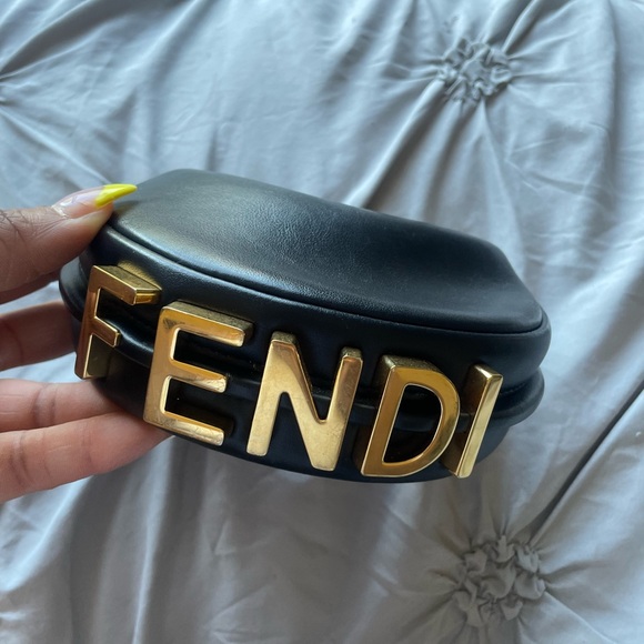 Fendigraphy Nano Black Bag with Gold Lettering - Picture 2 of 9